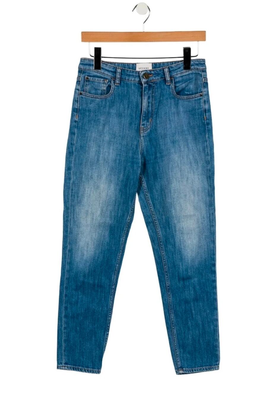 Sezane Skinny Jeans Medium Blue High Rise Cropped Size 27